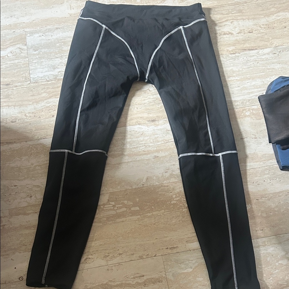 SHEIN Black Leggings with White Accents